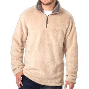 Trinity Beige & Gray 1/4 Zip Faux Fur/Fleece Pullover Big & Tall Size 2X‎